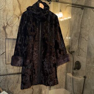Laundry By Shelli Segal Black Faux Fur Coat